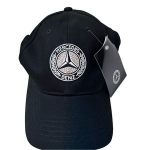 Mercedes-Benz Black & Gold Swarovski Crystals Hat Ladies AUTHENTIC NWT